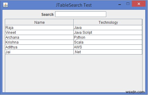 JavaでJTableの検索機能を実装するにはどうすればよいですか？ 