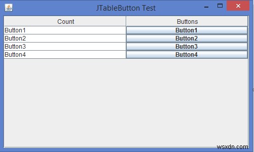 JavaのJTableセルにJButtonを追加/挿入するにはどうすればよいですか？ 