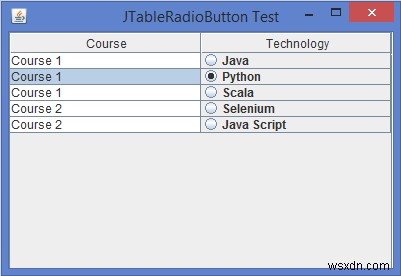 JavaのJTableセルにJRadioButtonを追加/挿入するにはどうすればよいですか？ 