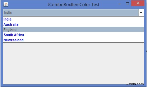 Javaで前景色と背景色をJComboBoxアイテムに設定するにはどうすればよいですか？ 