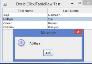 JavaでJTable行のダブルクリックイベントを検出するにはどうすればよいですか？ 