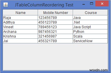JavaでJTableの列が並べ替えられないようにするにはどうすればよいですか？ 