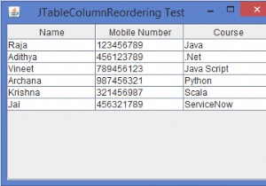 JavaでJTableの列が並べ替えられないようにするにはどうすればよいですか？ 