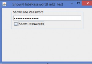 JavaでJPasswordFieldのエコー文字を表示/非表示にするにはどうすればよいですか？ 