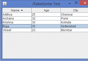 Javaの特定の列でJTableを並べ替えるにはどうすればよいですか？ 