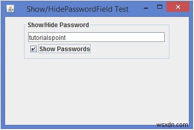 JavaでJPasswordFieldのエコー文字を表示/非表示にするにはどうすればよいですか？ 