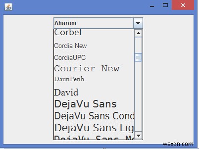 JavaでJComboBox内にさまざまなフォントアイテムを表示するにはどうすればよいですか？ 