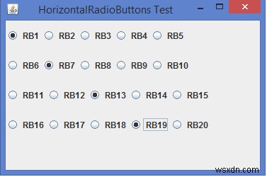 JavaでJRadioButtonを水平方向に整列させるにはどうすればよいですか？ 