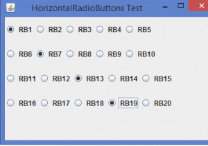 JavaでJRadioButtonを水平方向に整列させるにはどうすればよいですか？ 