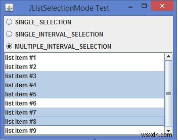 JavaでのJListの選択モードの種類はいくつですか？ 