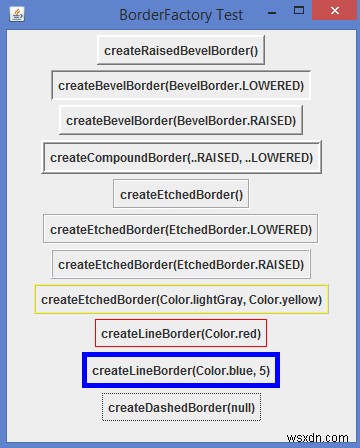 JavaでBorderFactoryを使用してさまざまな境界線を実装するにはどうすればよいですか？ 