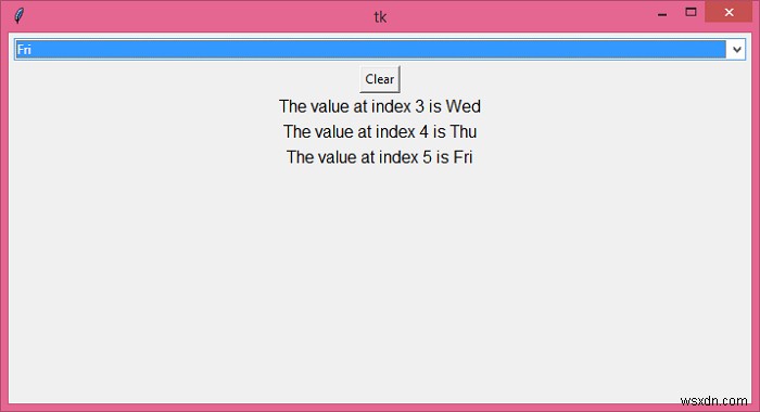 Tkinter Comboboxで選択したオプションのインデックスを取得するにはどうすればよいですか？ 