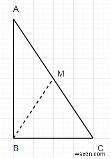 直角三角形の中点と底の間の角度を見つけるPythonプログラム 