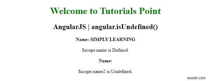 AngularJS – isUndefined（）メソッド 