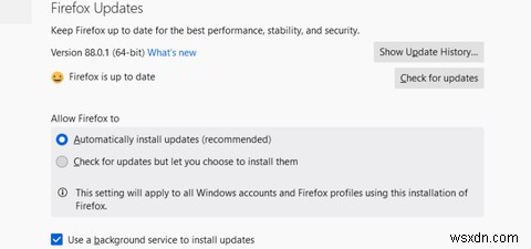 Chrome、Firefox、およびEdgeの現在のバージョンを更新および表示する方法 