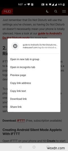 Chrome for Androidでは、リンクを開く前にプレビューできるようになりました 