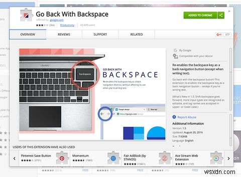 ChromeでBackspaceを使用してページに戻るを復元する方法 