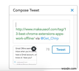 Chromeを使用してTwitterで記事のスニペットをワンクリックで共有する方法 