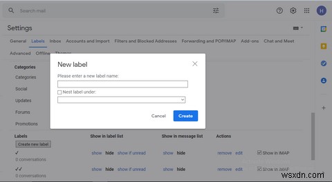 Gmailでフォルダを作成する方法 