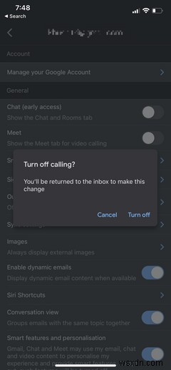 AndroidおよびiPhone用のGmailで迷惑なMeetタブを無効にする方法 
