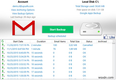 Gmailアカウントをハードドライブにバックアップする方法 