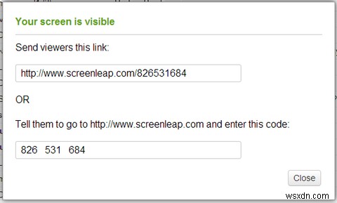 GmailまたはChrome用のScreenleapを使用している人と画面を共有する 