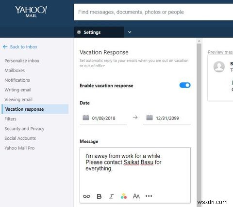 Yahooメールで不在時の返信を設定する方法 