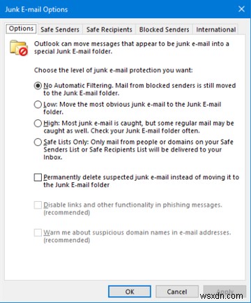 Outlookの迷惑メールや電子メールの乱雑さを回避する方法 