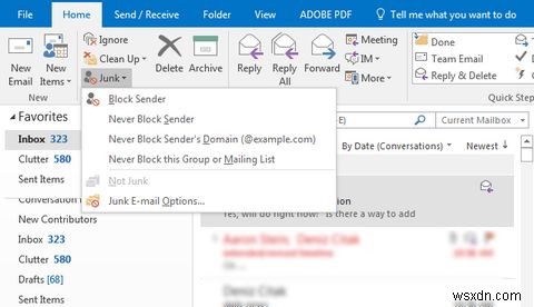 Outlookで電子メールアドレスをホワイトリストに登録する方法 
