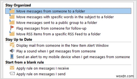 Outlookのルールでメールの受信トレイを管理できるようにする 