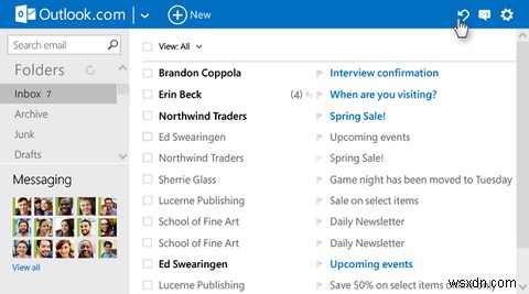 Outlook.comは、高度なルール、元に戻す機能、インライン返信などを取得します 
