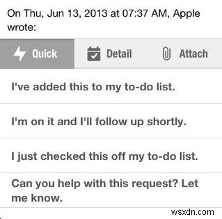 iPhoneメールクライアントボクサーには、クイック返信、メールテンプレートなどが含まれています 