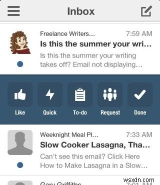 iPhoneメールクライアントボクサーには、クイック返信、メールテンプレートなどが含まれています 