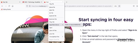 Firefoxを使用してデバイス間でタブを送信する方法 