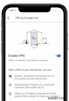 これで、iPhoneでGoogleOneVPNを使用できます。ここに方法 