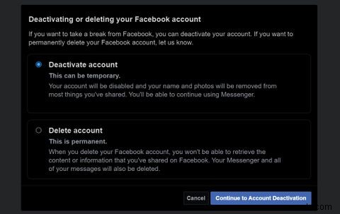 Facebookアカウントを無効にするとどうなりますか？ 