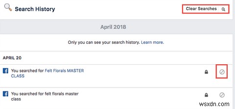 Facebookの検索履歴をクリアする方法 