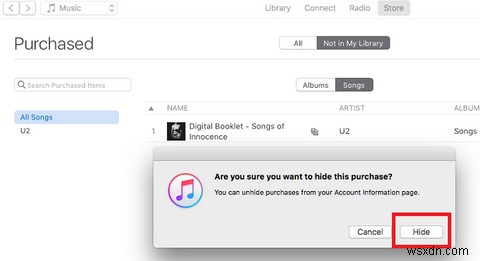 iTunesで購入した音楽を非表示にする方法 