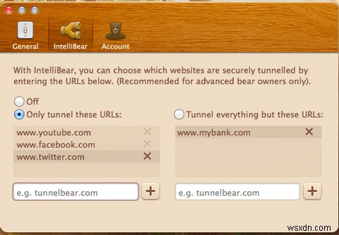 TunnelbearsIntellibearでVPNトンネルをフィルタリングする 