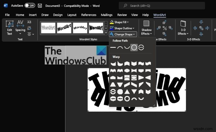 サークルにテキストを挿入する方法、またはMicrosoftWordにサークルテキストを挿入する方法 