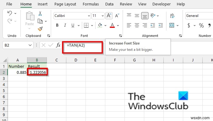 MicrosoftExcelでTAN関数を使用する方法 