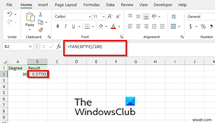 MicrosoftExcelでTAN関数を使用する方法 