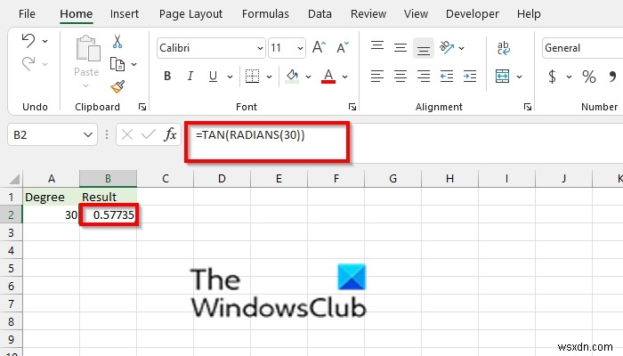 MicrosoftExcelでTAN関数を使用する方法 