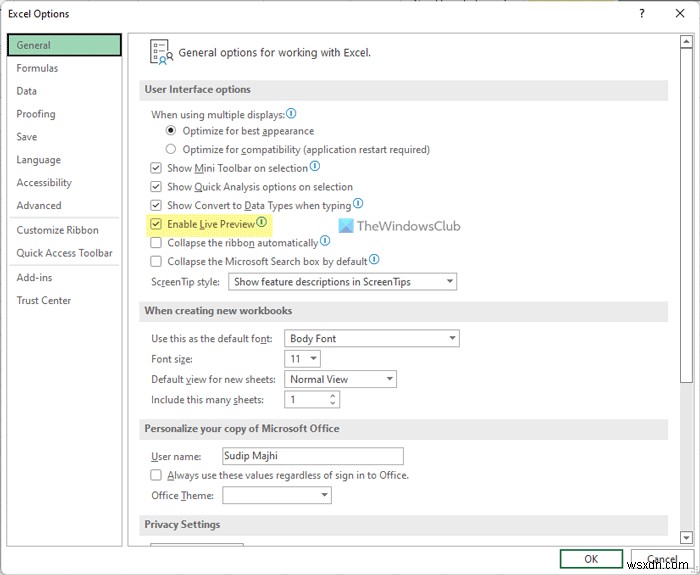 Word、Excel、PowerPointでライブプレビューを有効または無効にする方法 