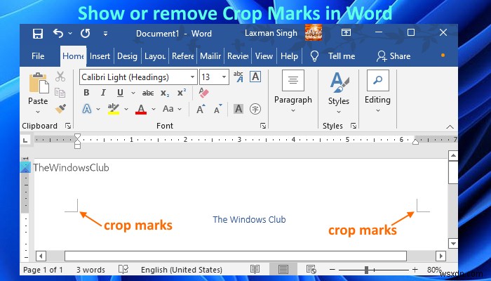 Wordでクロップマークを表示または削除する方法 