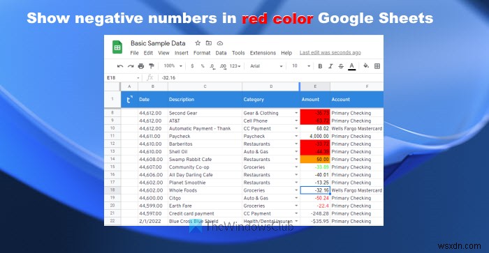 Googleスプレッドシートで負の数を赤色で表示する方法 