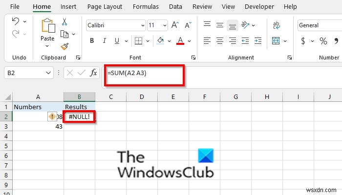 Excelで#NULLエラーを修正する方法 