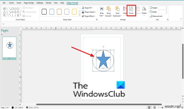 グループ化およびグループ化解除機能を使用してPublisherで図形をマージする方法 