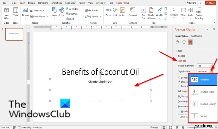 PowerPointでテキストの方向を回転または変更する方法 