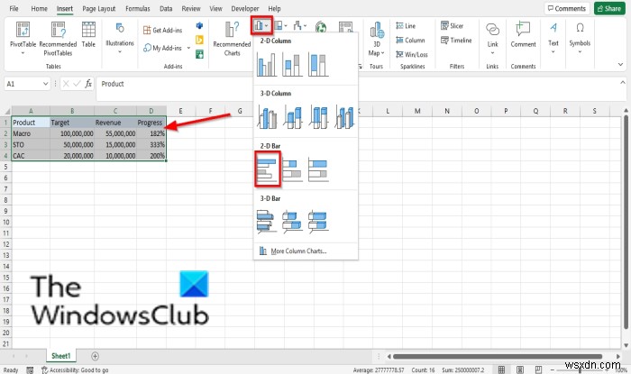 Excelで棒グラフまたは円グラフを作成する方法 